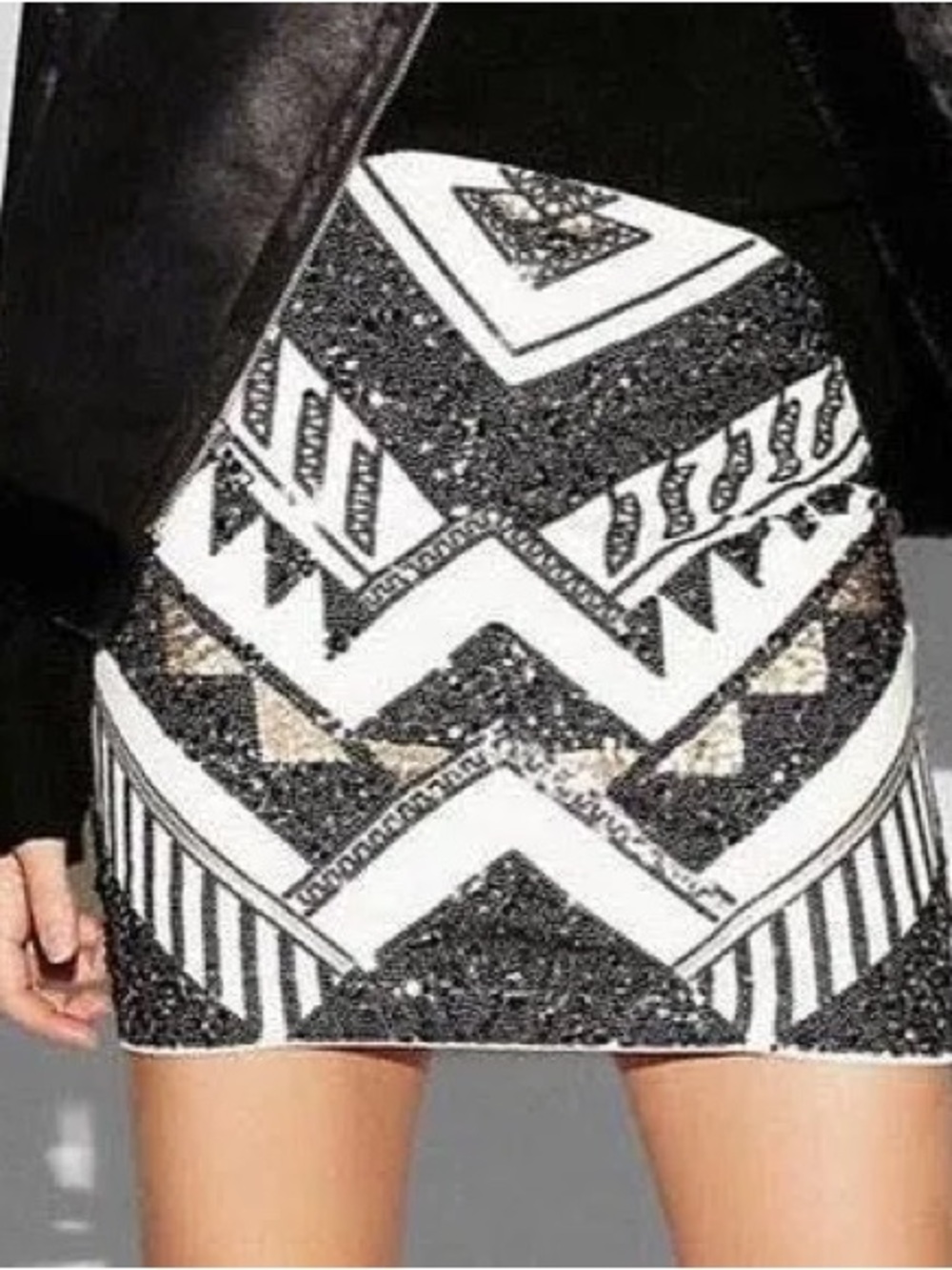 Express Sequin Aztec Skirt Sz XS